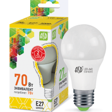 Лампа-LED E27 7W 160-260В A60-standard 3000K 600Lm ASD