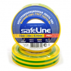 Изолента 15мм/20м желт/зел Safeline уп.10/250